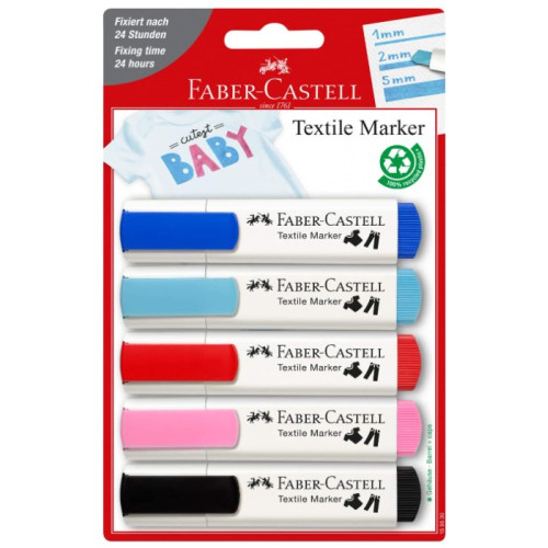 Фломастеры по ткани Faber-Castell Textile Marker 5 цветов 159530