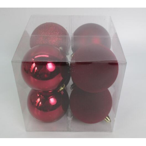 Набір новорічних куль Novogodko, пластик, 8 см, 8 шт/уп, бордо