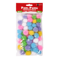 Помпоны с люрексом голографическим цветные d 20мм 54 шт/уп, SANTI