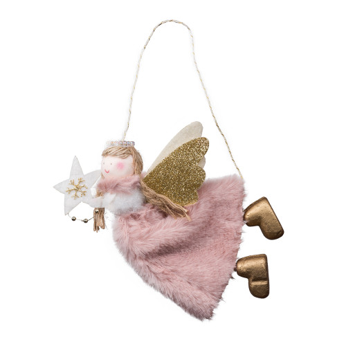 Подвеска Yes! Fun елочная Ангел, розовая, d-16 см