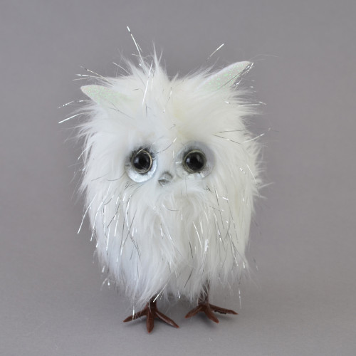 Сова Yes! Fun пухнаста, декорована сріблом, h-14 см