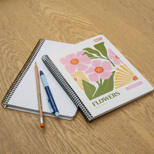 Зошит для записів Yes A5 80 арк. клітинка спіраль Flowers Зошит для записів Yes A5 80 арк. клітинка спіраль Flowers