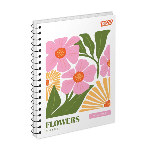 Зошит для записів Yes A5 80 арк. клітинка спіраль Flowers Зошит для записів Yes A5 80 арк. клітинка спіраль Flowers