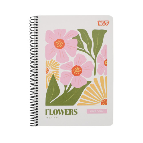 Зошит для записів Yes A5 80 арк. клітинка спіраль Flowers