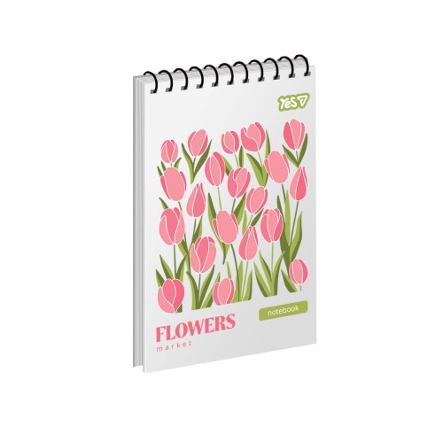 Зошит для записів Yes A6 80 арк. клітинка спіраль Flowers
