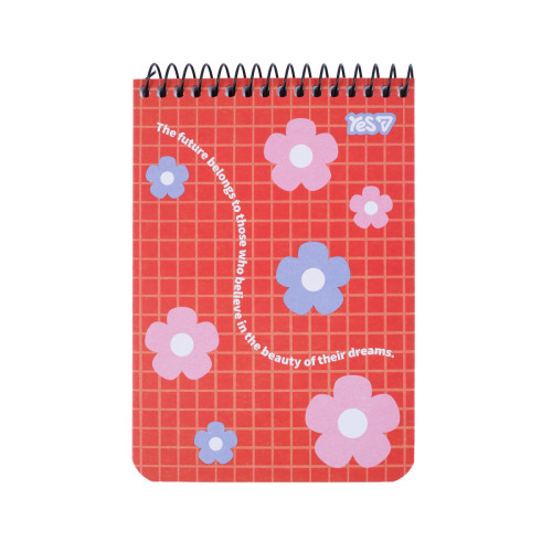 Зошит для записів Yes A6 80 арк. клітинка спіраль Smiley and Flowers