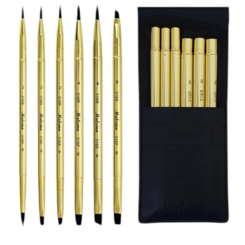 Набор акварельных кистей двусторонних 6 штук S-316, Maleonn