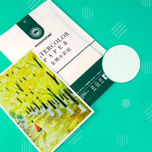 Набор акварельной бумаги 19х26см 300г 10л 100% хлопок CP, Potentate Набор акварельной бумаги 19х26см 300г 10л 100% хлопок CP, Potentate