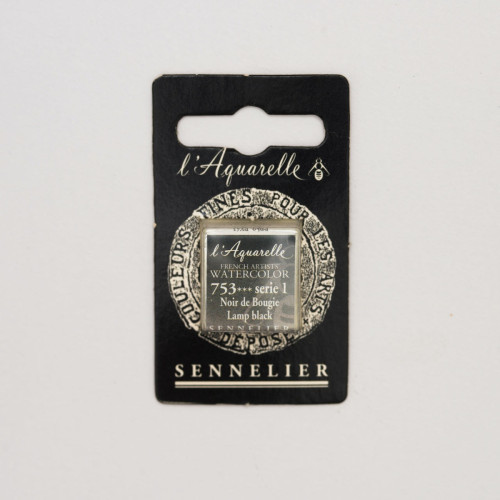 Акварельная краска Сажовый черный S1 (Lamp black) Sennelier, полукювета