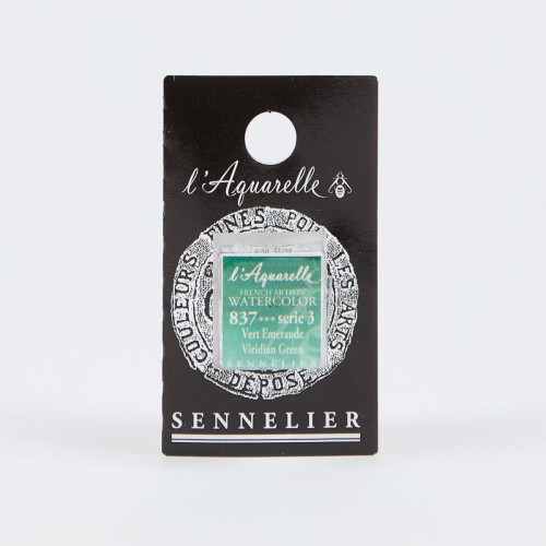 Акварельная краска Виридиановый зеленый S3 (Viridian Green) Sennelier, полукювета