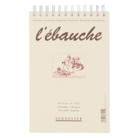 Блокнот на спіралі для ескізів та начерків Ebauche Sennelier, 130 аркушів, 90 г/м², 16×24 см