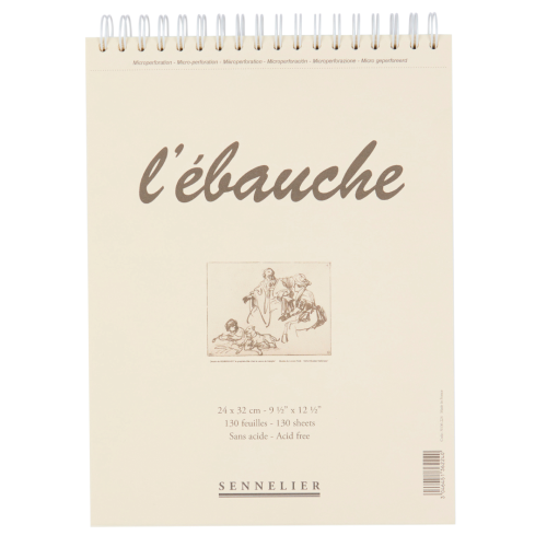 Блокнот на спирали для эскизов и очерков Ebauche Sennelier, 130 листов, 90 г/м, 24x32 см