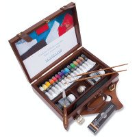 Набор масляных красок Sennelier, 15 по 21 мл + аксессуары в деревянной коробке