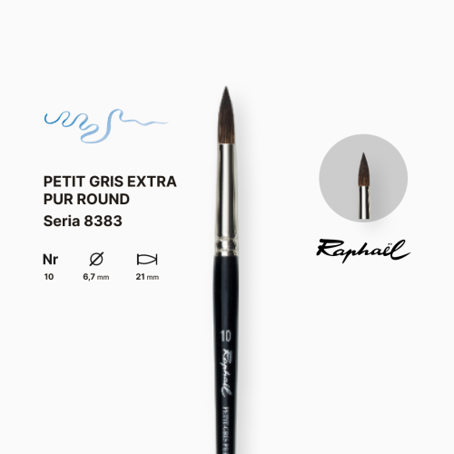 Кисть белка круглая Raphael Petit Gris Extra Pur, №10, профессиональная, короткая ручка Кисть белка круглая Raphael Petit Gris Extra Pur, №10, профессиональная, короткая ручка