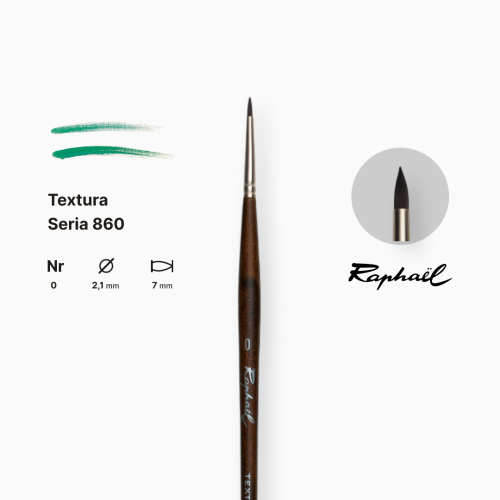 Кисть синтетика круглая Raphael Textura, №0, длинная ручка Кисть синтетика круглая Raphael Textura, №0, длинная ручка