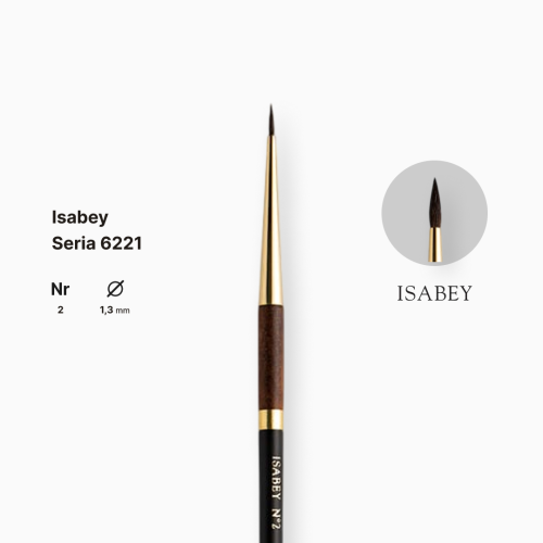 Кисть белка круглая натуральная Isabey 6221, №2, для акварели, короткая ручка Кисть белка круглая натуральная Isabey 6221, №2, для акварели, короткая ручка