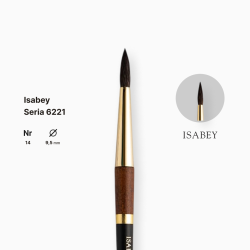 Кисть белка круглая натуральная Isabey 6221, №14, для акварели, короткая ручка Кисть белка круглая натуральная Isabey 6221, №14, для акварели, короткая ручка