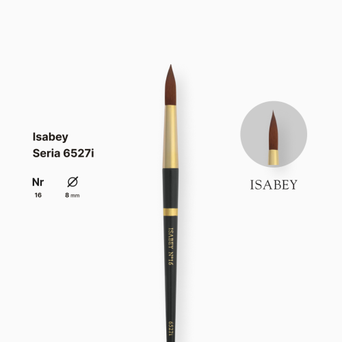 Кисть синтетика круглая Isabey Isagold, №16, для акварели, короткая ручка Кисть синтетика круглая Isabey Isagold, №16, для акварели, короткая ручка