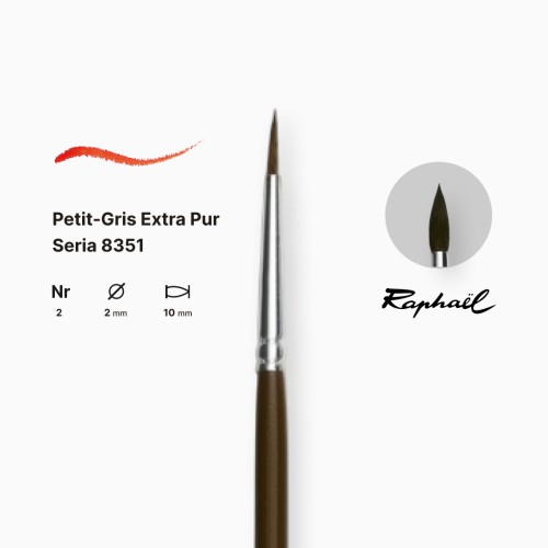 Кисть синтетика круглая (имитация белки) Raphael Petit Gris №2, длинная ручка Кисть синтетика круглая (имитация белки) Raphael Petit Gris №2, длинная ручка