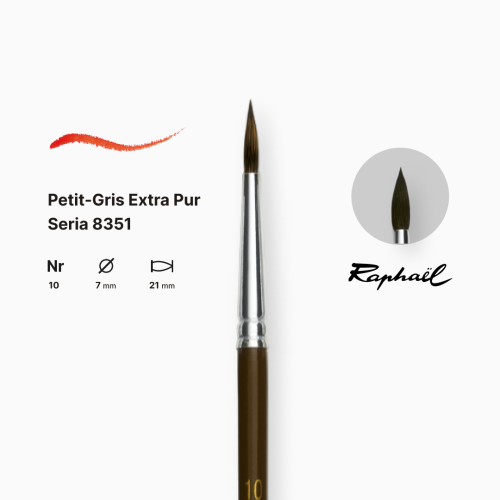 Кисть синтетика круглая (имитация белки) Raphael Petit Gris №10, длинная ручка Кисть синтетика круглая (имитация белки) Raphael Petit Gris №10, длинная ручка