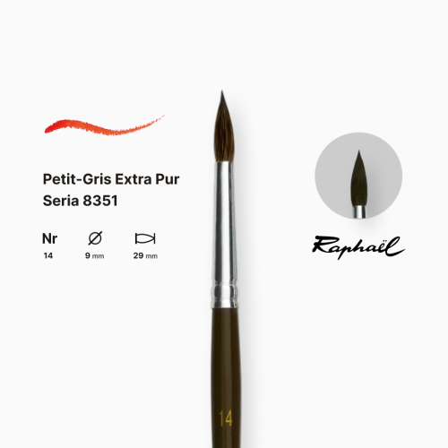 Кисть синтетика круглая (имитация белки) Raphael Petit Gris №14, длинная ручка Кисть синтетика круглая (имитация белки) Raphael Petit Gris №14, длинная ручка