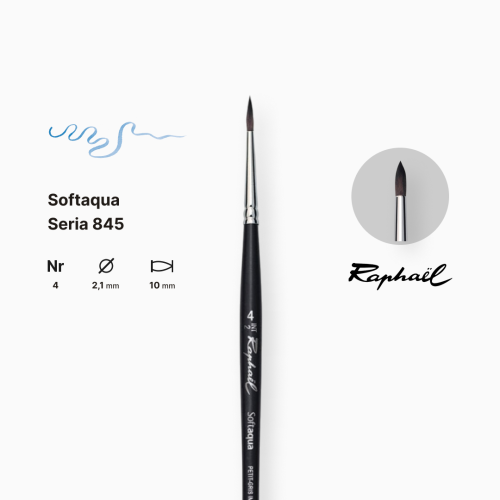 Кисть синтетика круглая Raphael Softaqua, №4, короткая ручка Кисть синтетика круглая Raphael Softaqua, №4, короткая ручка