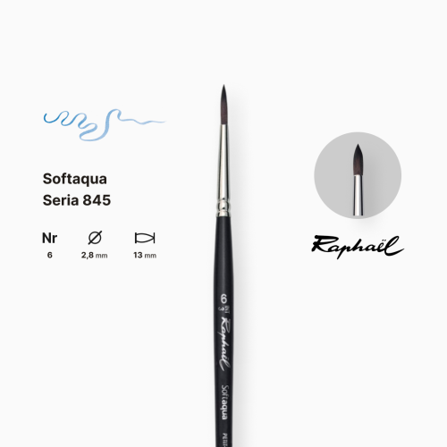 Кисть синтетика круглая Raphael Softaqua, №6, короткая ручка Кисть синтетика круглая Raphael Softaqua, №6, короткая ручка