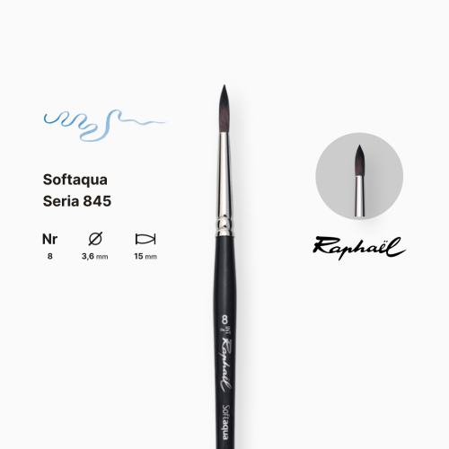 Кисть синтетика круглая Raphael Softaqua, №8, короткая ручка Кисть синтетика круглая Raphael Softaqua, №8, короткая ручка