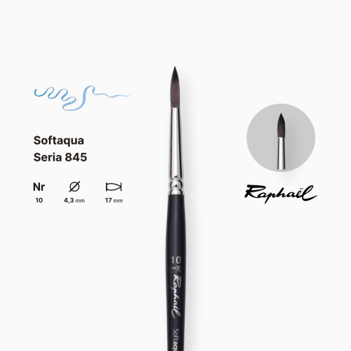 Кисть синтетика круглая Raphael Softaqua, №10, короткая ручка Кисть синтетика круглая Raphael Softaqua, №10, короткая ручка