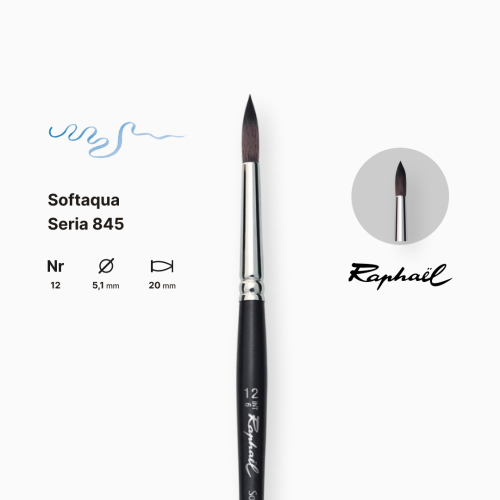 Кисть синтетика круглая Raphael Softaqua, №12, короткая ручка Кисть синтетика круглая Raphael Softaqua, №12, короткая ручка