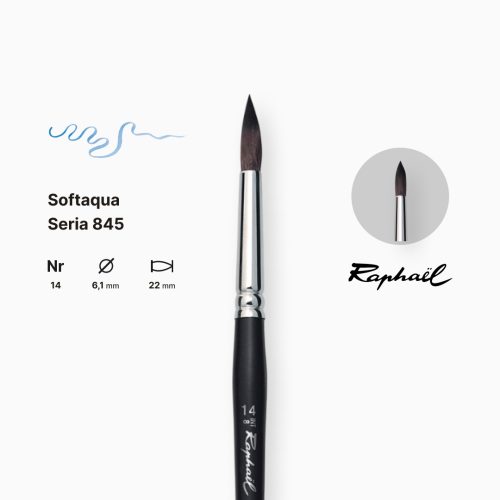 Кисть синтетика круглая Raphael Softaqua, №14, короткая ручка Кисть синтетика круглая Raphael Softaqua, №14, короткая ручка