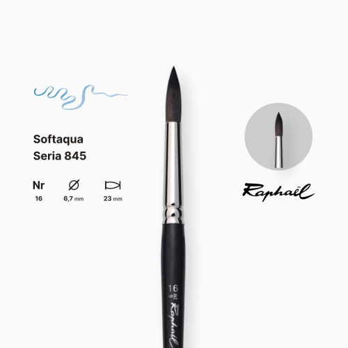 Кисть синтетика круглая Raphael Softaqua, №16, короткая ручка Кисть синтетика круглая Raphael Softaqua, №16, короткая ручка