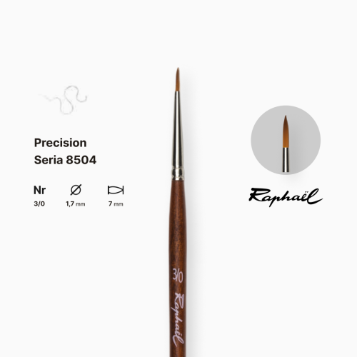 Кисть синтетика круглая (имитация соболя) Raphael Precision, №3/0, короткая ручка Кисть синтетика круглая (имитация соболя) Raphael Precision, №3/0, короткая ручка