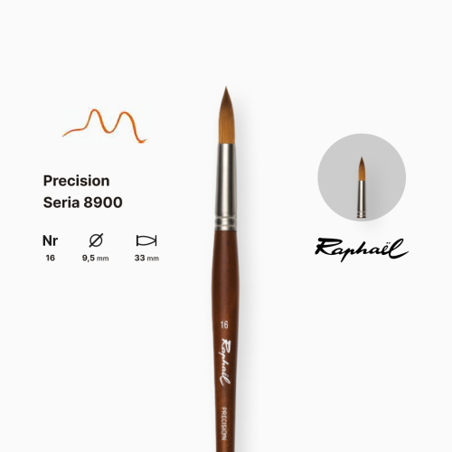 Кисть синтетика круглая Raphael Precision, №16, для акрила и масла, длинная ручка Кисть синтетика круглая Raphael Precision, №16, для акрила и масла, длинная ручка