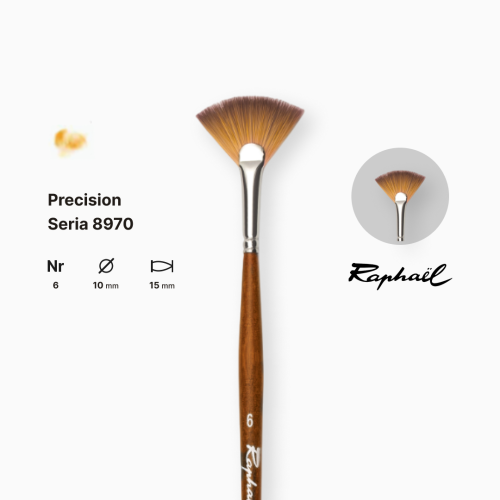 Кисть синтетика веерная Raphael Precision, №6, для акрила и масла, длинная ручка Кисть синтетика веерная Raphael Precision, №6, для акрила и масла, длинная ручка