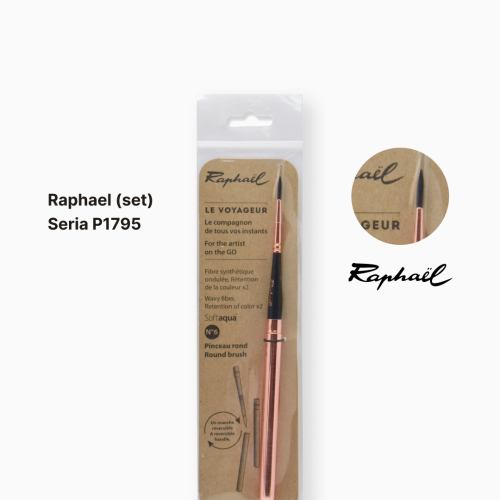 Кисть круглая Raphael Le Voyageur, Softaqua, №6, медная, обратная Кисть круглая Raphael Le Voyageur, Softaqua, №6, медная, обратная