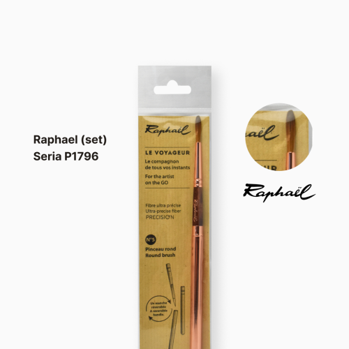 Кисть круглая Raphael Le Voyageur, №5, медная, обратная Кисть круглая Raphael Le Voyageur, №5, медная, обратная