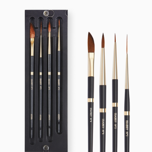 Набор кистей Isabey Isagold, 4 шт., для акварели, синтетика, футляр из дерева