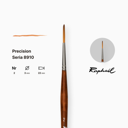 Пензель лайнер синтетика Raphael Precision, №2, для акрилу та олії, довга ручка Пензель лайнер синтетика Raphael Precision, №2, для акрилу та олії, довга ручка