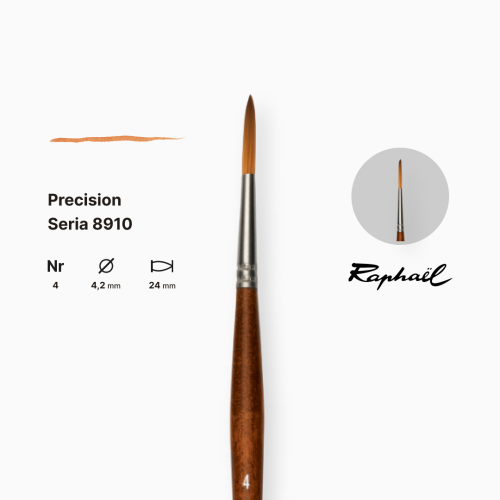 Пензель лайнер синтетика Raphael Precision, №4, для акрилу та олії, довга ручка Пензель лайнер синтетика Raphael Precision, №4, для акрилу та олії, довга ручка