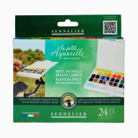 Набір акварельних фарб Sennelier Hands Free, 24 кольори, кювета, пластиковий пенал  