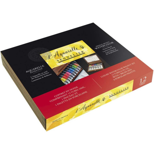 Подарочный набор акварельных красок Sennelier L'Aquarelle, 12 туб по 10 мл, дерево + аксессуары Подарочный набор акварельных красок Sennelier L'Aquarelle, 12 туб по 10 мл, дерево + аксессуары