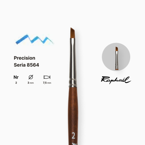 Пензель синтетика кутовий (імітація соболя) Raphael Precision, №2, коротка ручка Пензель синтетика кутовий (імітація соболя) Raphael Precision, №2, коротка ручка