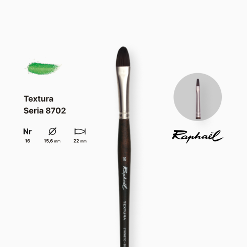 Кисть синтетика овальная Raphael Textura, №16, длинная ручка Кисть синтетика овальная Raphael Textura, №16, длинная ручка