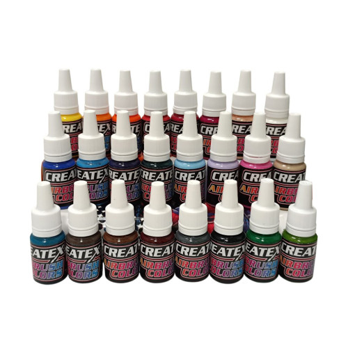 Набір універсальних фарб для аерографії базові кольори Createx, 24 шт по 10 мл