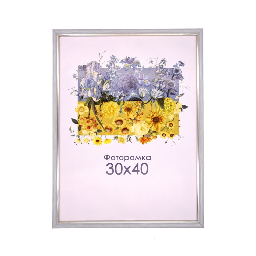 Фоторамка А3 30х40 см серебряная с полоской 1515 3310