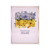 Фоторамка А3 30х40 см біла з золотою смужкою 1515 053  
