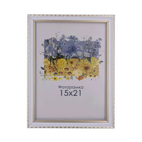 Фоторамка А5 15х21 см белая с узором DM1715 0153S с ножкой