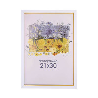 Фоторамка А4 21х30 см біла з золотою смужкою DM 1511 64 з ніжкою  