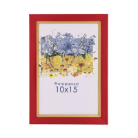 Фоторамка А6 10х15 см красная с золотой полоской DM 1511 20 с ножкой